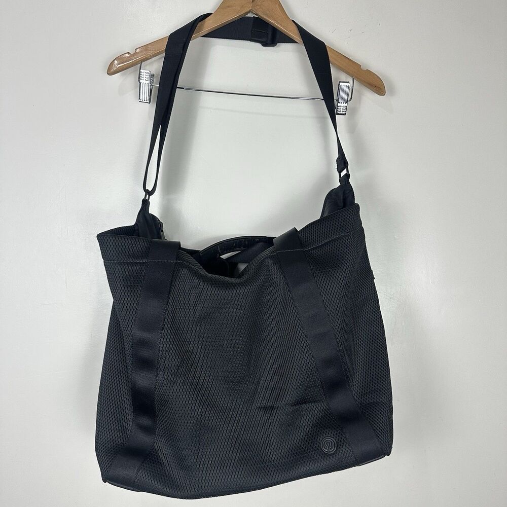 Lululemon Carry The Day Mesh Tote Bag Large Black Yoga Gym Work Travel Athleisur